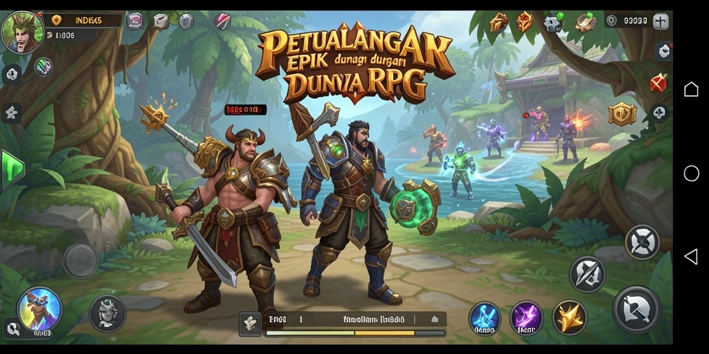 Tangkapan layar menampilkan aksi seru dan karakter dalam petualangan RPG.