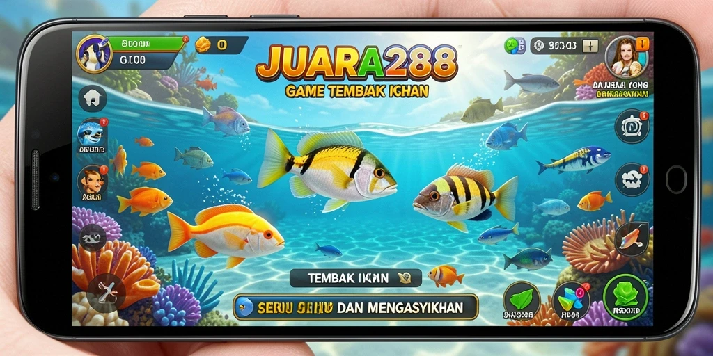 Screenshot gameplay JUARA288 menampilkan aksi seru Tembak Ikan.