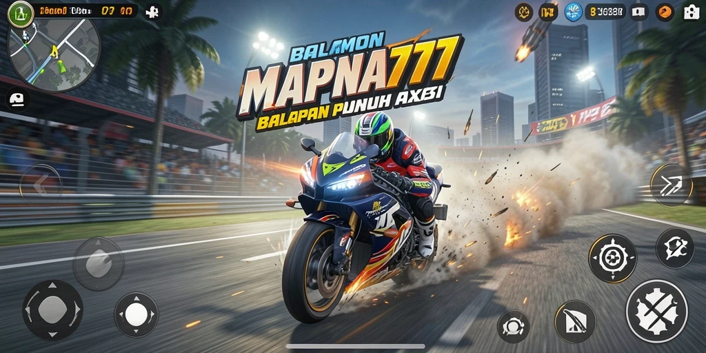 Tangkapan layar menunjukkan aksi balapan mendebarkan di MAPNA777.