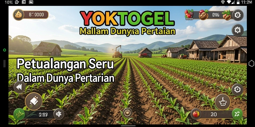 Screenshot gameplay YOKTOGEL menampilkan ladang subur dengan tanaman yang tumbuh baik.